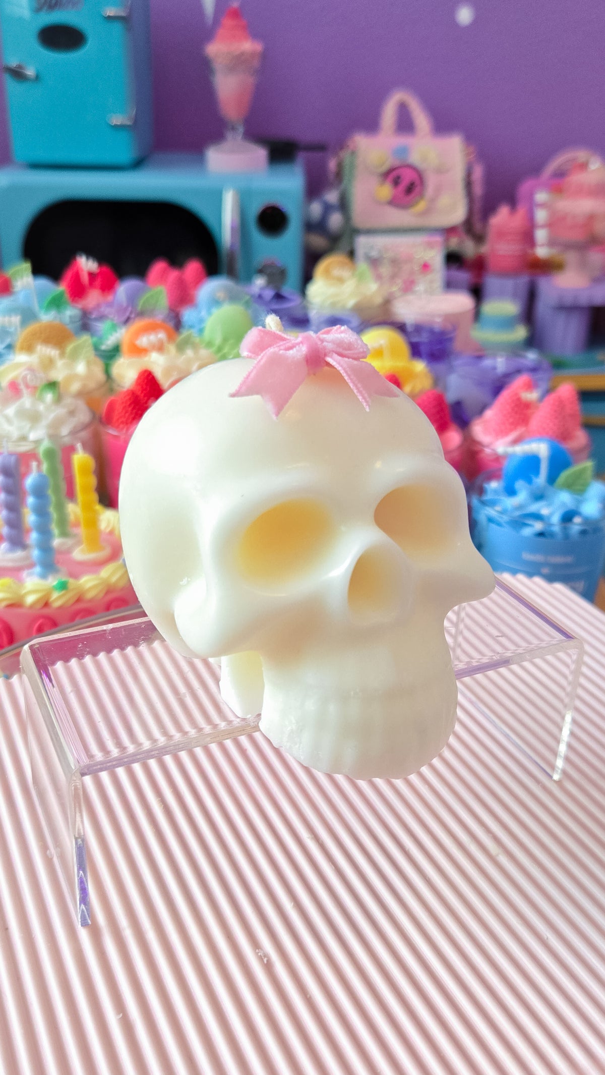 Pastel Skull Candle