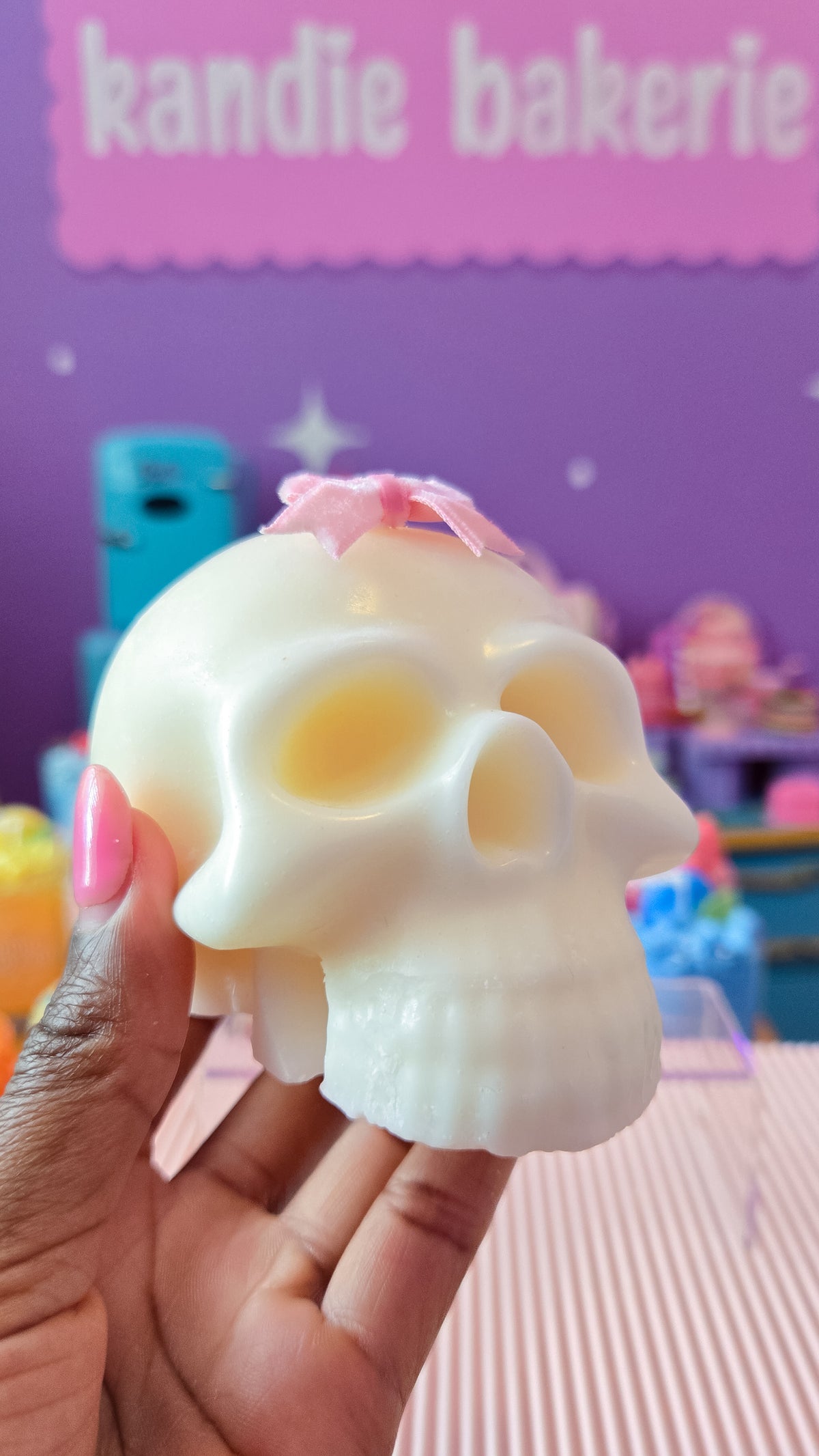 Pastel Skull Candle